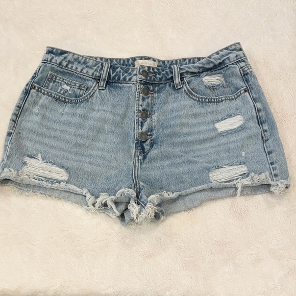 Altar’d State 31 (L 8-10) High Rise Denim Women’s Shorts Exposed Button Fly - Picture 2 of 8